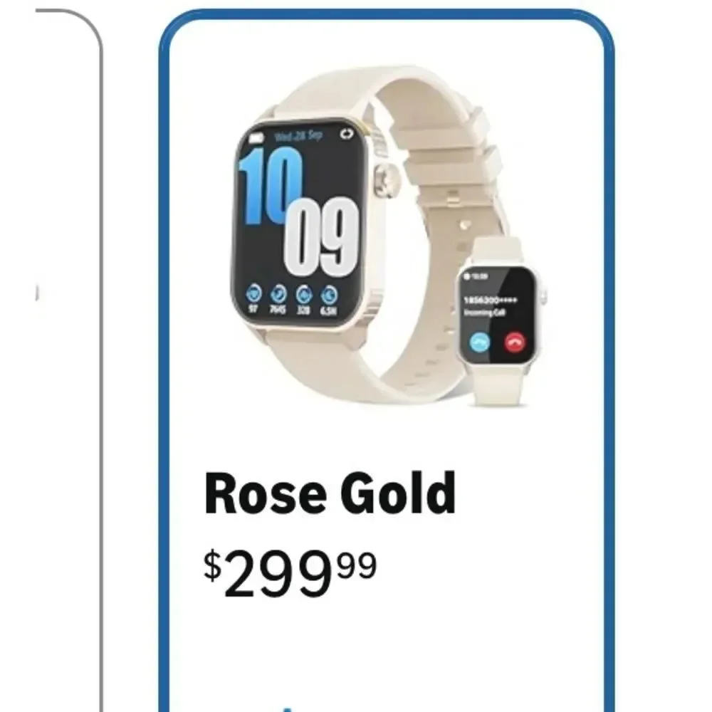 Black Smartwatch with Large HD Display and Bluetooth Calling